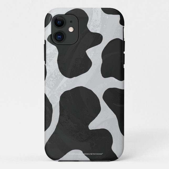Capa Para iPhone 11 Impressão de Vaca Preta e Branca (Verso)