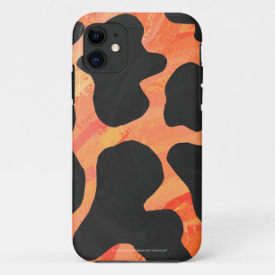 Capa Para iPhone 11 Impressão de Vaca Preta e Laranja