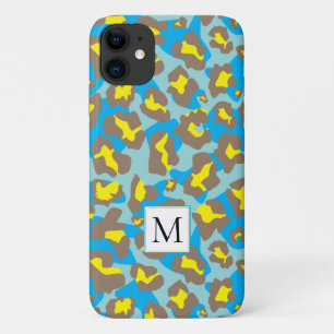 Capa Para iPhone 11 Impressão e monograma de animais leopardo castanho