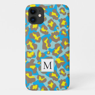 Capa Para iPhone 11 Impressão e monograma de animais leopardo castanho