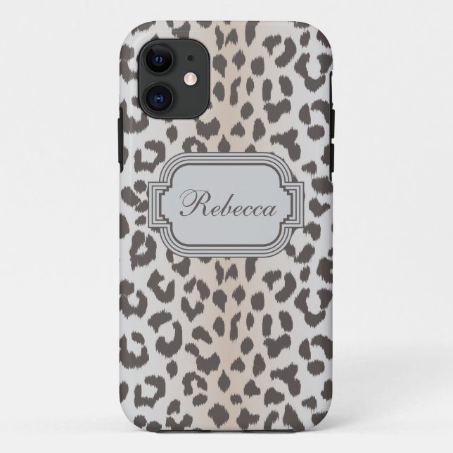 Capa Para iPhone 11 Impressão elegante do leopardo com monograma (Verso)