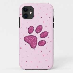 Capa Para iPhone 11 impressão em pata de gato cintilante - rosa