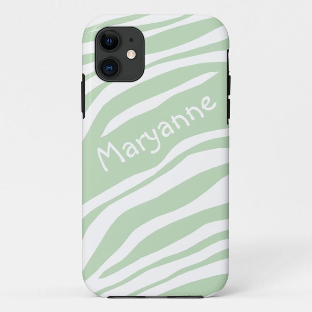 Capa Para iPhone 11 Impressão iPhone 5 em Zebra Verde e Branca (Verso)