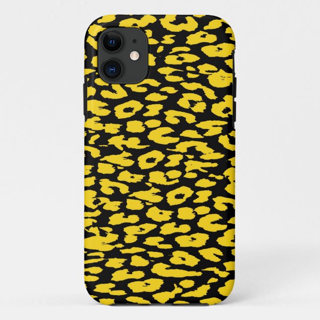 Capa Para iPhone 11 Impressão Leopardo Amarelo e Preto (Verso)