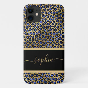 Capa Para iPhone 11 Impressão Leopardo Dourada e Preta Moderna Person