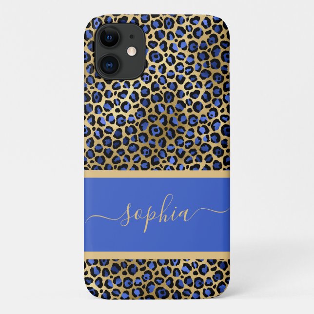 Capa Para iPhone 11 Impressão Leopardo Dourada e Real Moderna Personal (Verso)