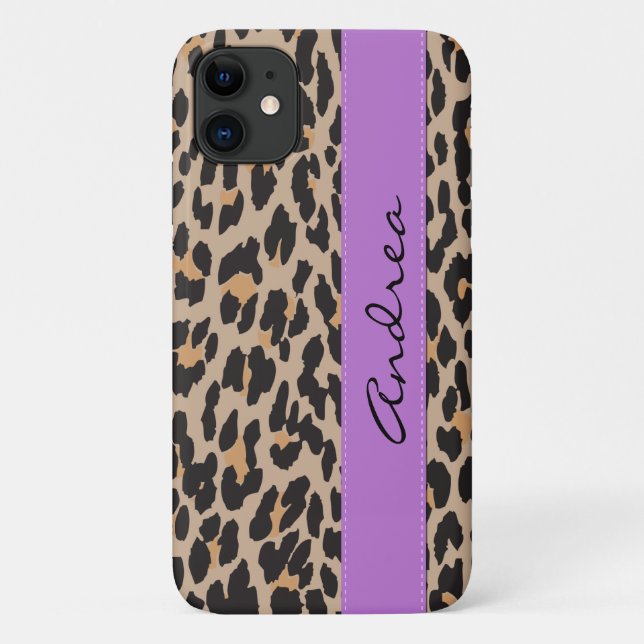 Capa Para iPhone 11 Impressão Leopardo, Manchas, Leopardo Marrom, Seu  (Verso)