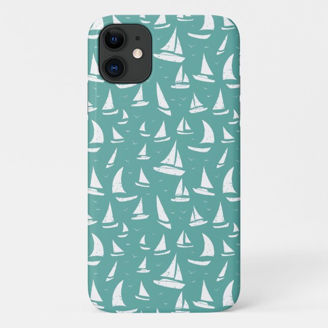 Capa Para iPhone 11 Impressão Marítimo Branco Azul para Navegação Náut (Verso)