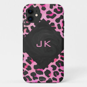 Capa Para iPhone 11 Impressão preto-e-rosa-quente