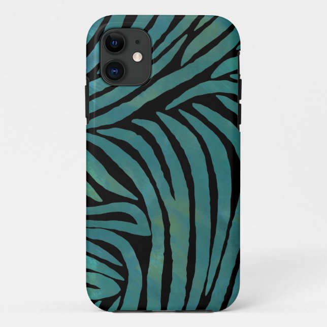 Capa Para iPhone 11 Impressão Teal Zebra (Verso)