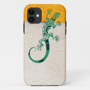 Capa Para iPhone 11 Impressão Tribal Gecko Lizard em Stone e Stucco