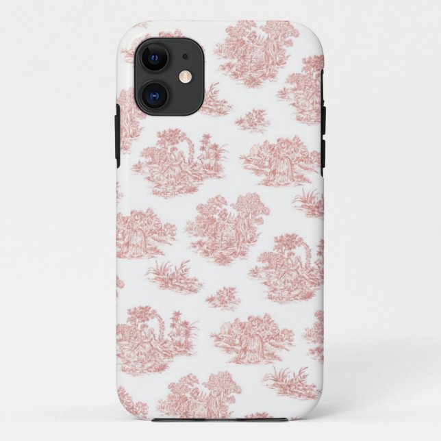 Capa Para iPhone 11 Impressão vermelho e branco de Jouy (Verso)