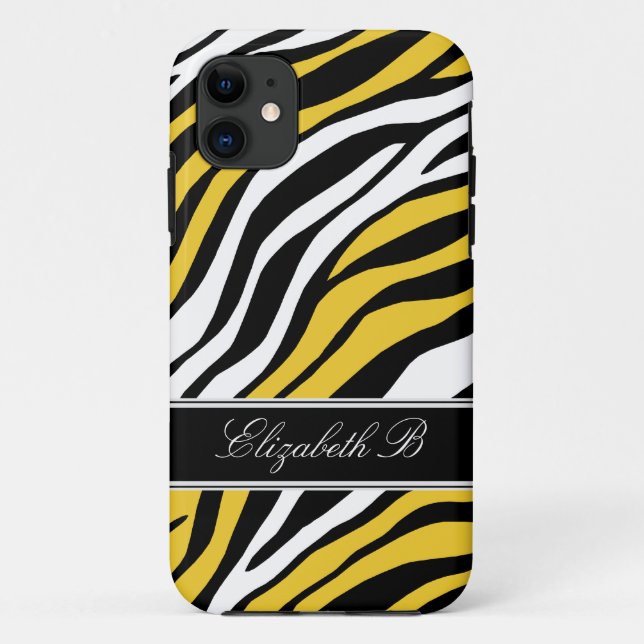 Capa Para iPhone 11 Impressão Zebra Mix Yellow iPhone 5 Case (Verso)