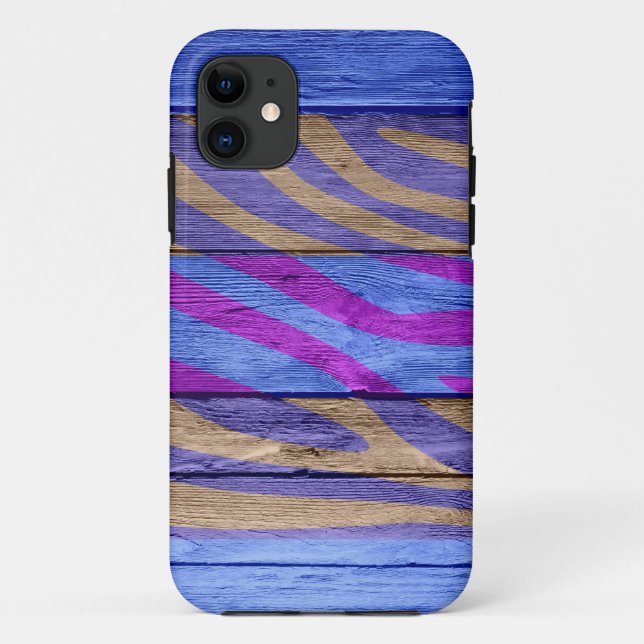Capa Para iPhone 11 Impressão Zebra na Madeira #15 (Verso)