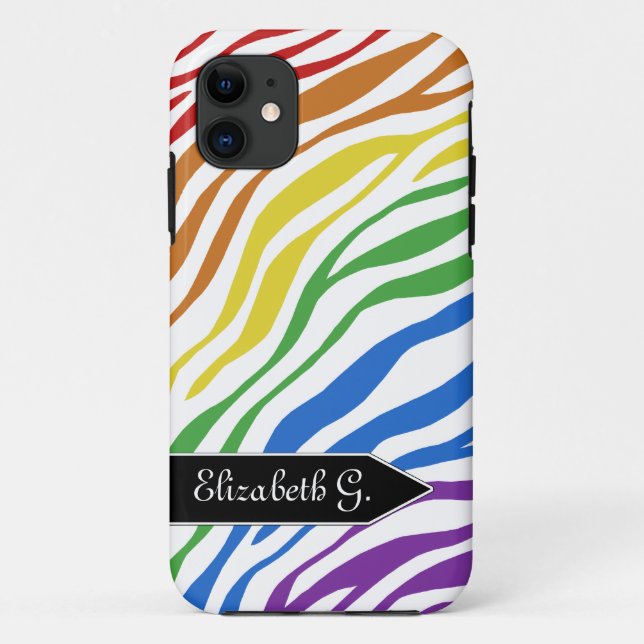 Capa Para iPhone 11 Impressão Zebra Rainbow Mix iPhone 5 Case (Verso)