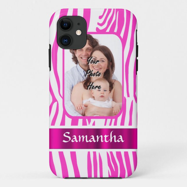 Capa Para iPhone 11 Impressão zebra rosa (Verso)