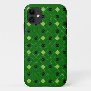 Capa Para iPhone 11 Impressões verdes da pata de Argyle
