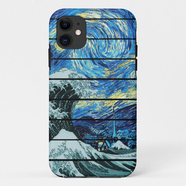 CAPA PARA iPhone 11 IMPRESSONISMO NOITE ESTRELADA ONDA DE KANAGAWA ART (Verso)