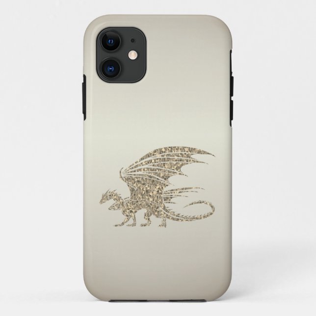 Capa Para iPhone 11 Incrível Ouro de Dragão Mosaico (Verso)