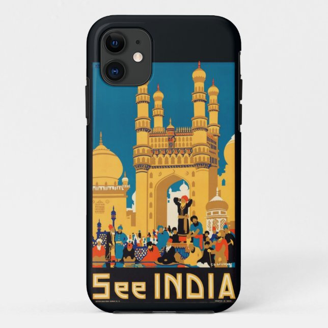 Capa Para iPhone 11 India Travel Poster iPhone case (Verso)