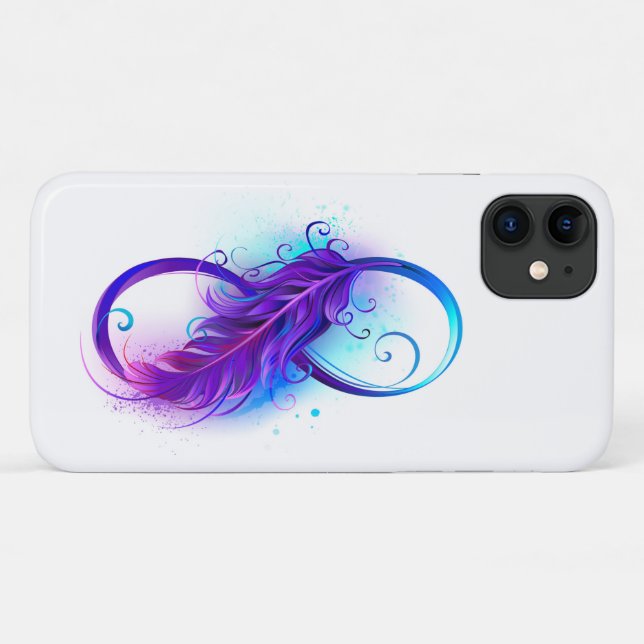 Capa Para iPhone 11 Infinidade com pena roxa (Verso (horizontal))