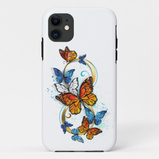 Capa Para iPhone 11 Infinidade de Borboletas Monarca (Verso)