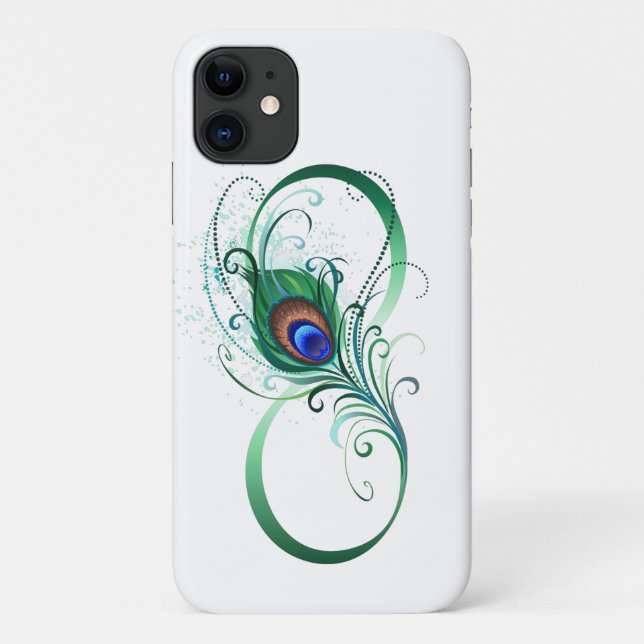 Capa Para iPhone 11 Infinity Symbol with Peacock Feather (Verso)
