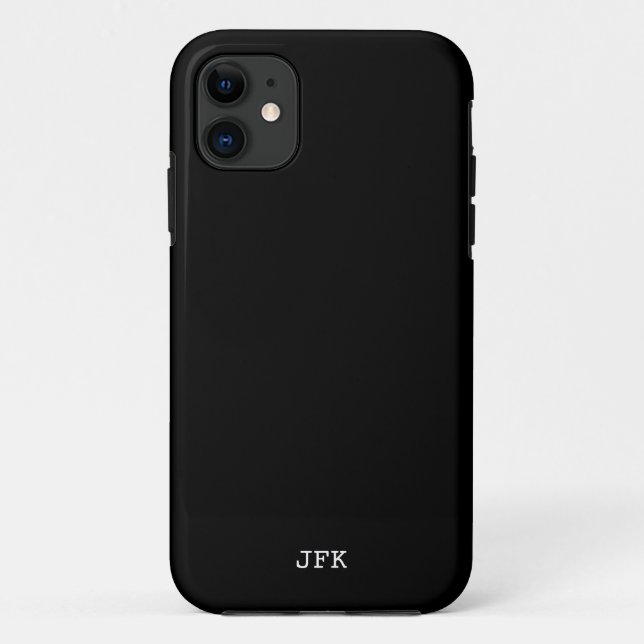 Capa Para iPhone 11 Iniciais brancas sólidas pretas modernas personali (Verso)
