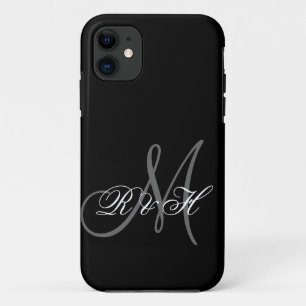 CAPA PARA iPhone 11 INICIAIS CINZENTAS PRETAS DO MONOGRAMA