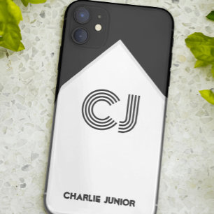 Capa Para iPhone 11 Iniciais monogramadas Preto e branco retrô