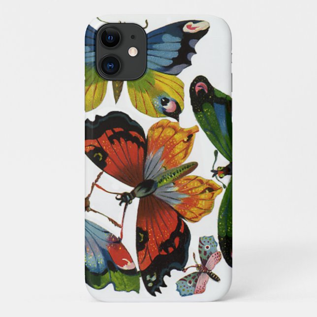 Capa Para iPhone 11 Insetos ou Bugs antigos, belas borboletas (Verso)