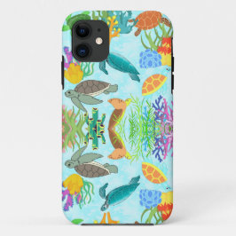Capa Para iPhone 11 Inspiração De Tartarugas E Corais