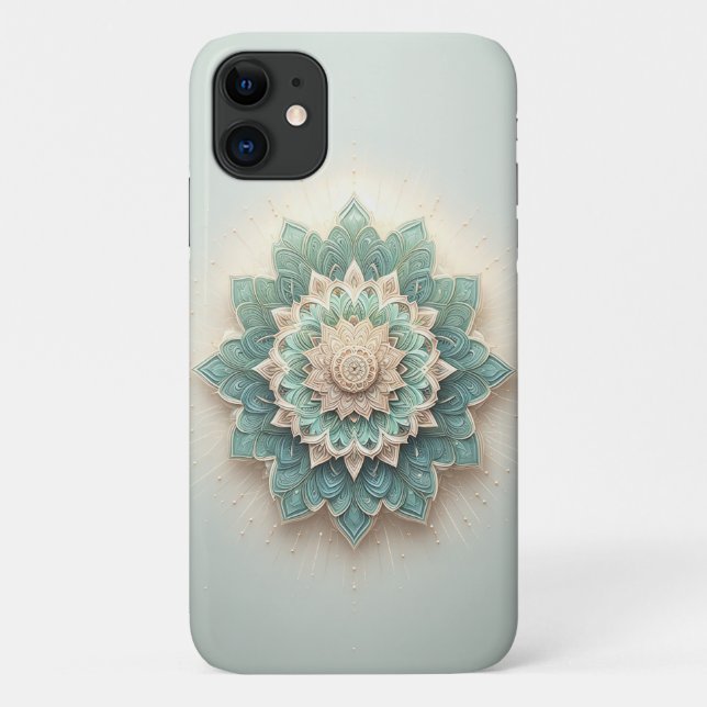 Capa Para iPhone 11 Intricate Layered Geometric Bloom - Modern Teal &  (Verso)