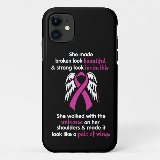 Capa Para iPhone 11 Invencível/Ela... Cancer De Mama (Verso)