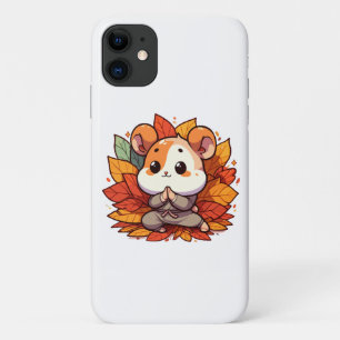 Capa Para iPhone 11 Ioga de hamster outono kawaii