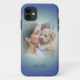 Capa Para iPhone 11 iPhon com Gradiente Azul de Foto Personalizado Mod