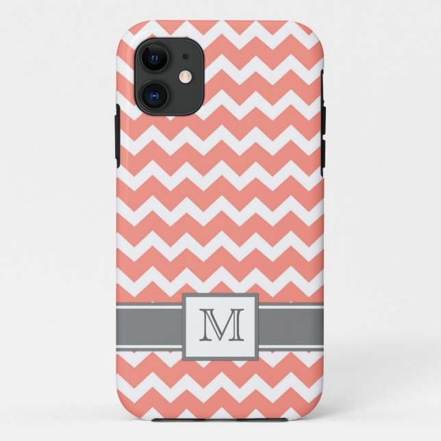 Capa Para iPhone 11 iPhone5 monograma feito sob encomenda Chevron (Verso)