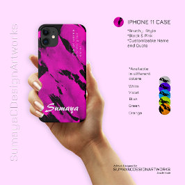 Capa Para iPhone 11 iPhone 11 Case Brushy Black & Pink | Personalizáve