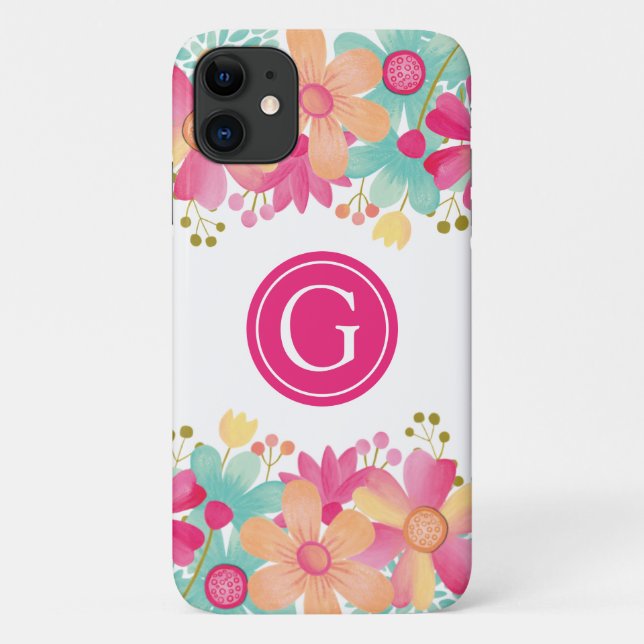 Capa Para iPhone 11 Iphone 11 Gouache Floral Personalizado Caso Inicia (Verso)