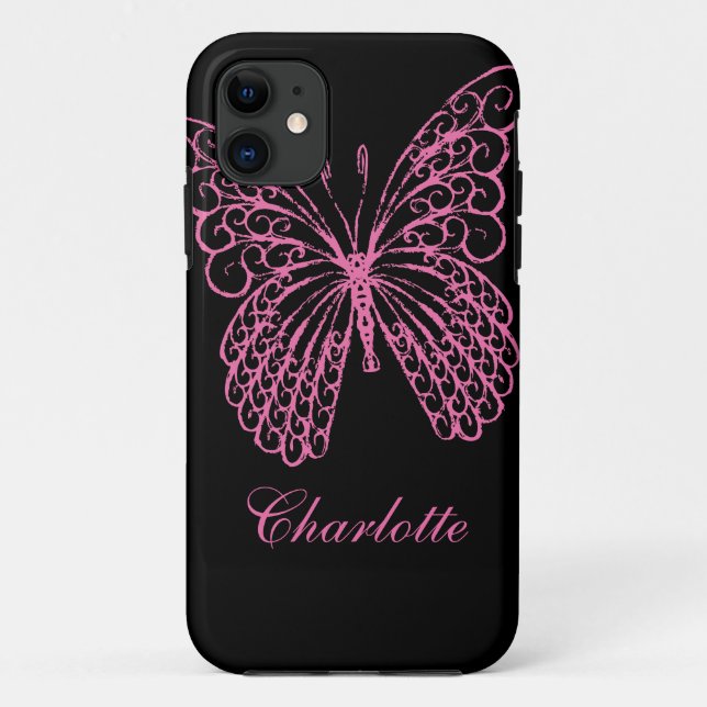 Capa Para iPhone 11 iPhone 5 Case-Mate ID da Borboleta Rosa Quente (Verso)