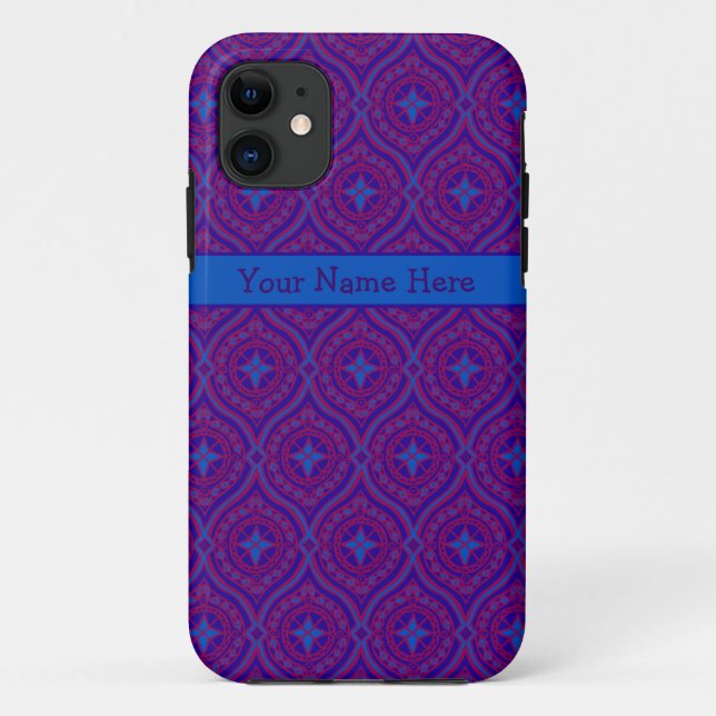 Capa Para iPhone 11 iPhone 5 Case-Mate Purple, Padrão Azul (Verso)