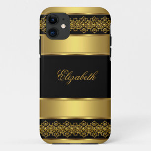 Capa Para iPhone 11 iPhone 5 Elegante Chique Dourado Preto