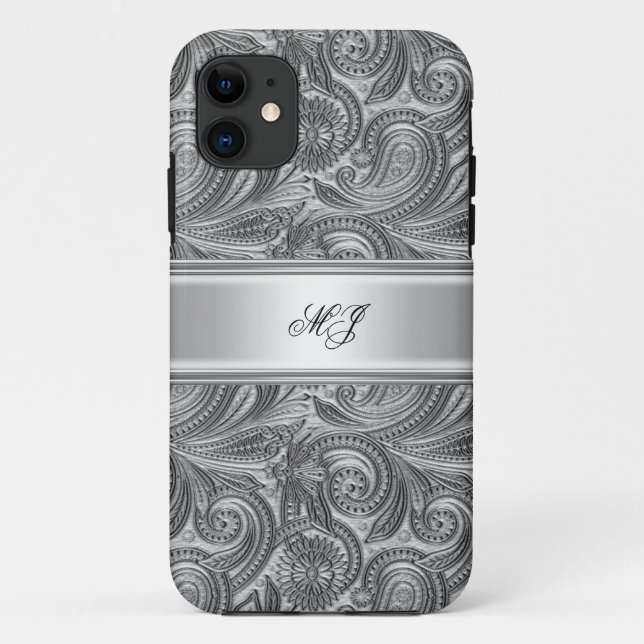Capa Para iPhone 11 iPhone 5 Elegante Chique Prata Branco (Verso)