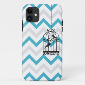 Capa Para iPhone 11 iPhone azul 5 do vintage do ziguezague de Chevron