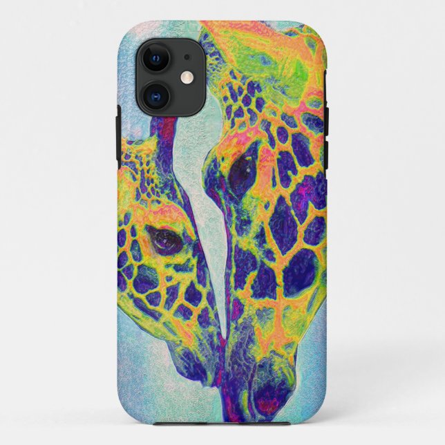 Capa Para iPhone 11 iPhone azul do girafa (Verso)