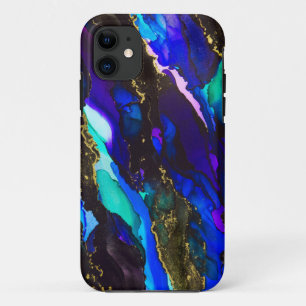 Capa Para iPhone 11 iPhone de Pintura a Álcool Preto e Roxo Selvagem 