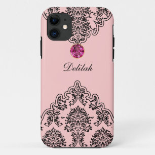 Capa Para iPhone 11 iPhone do monograma do damasco 5 casos