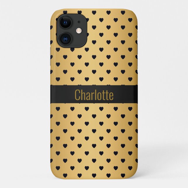 Capa Para iPhone 11 IPHONE DO PADRÃO PRETO Dourado personalizável (Verso)