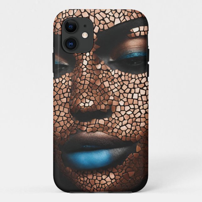 Capa Para iPhone 11 iPhone / iPad caixa Mulher Azul Cobre Mosiac (Verso)