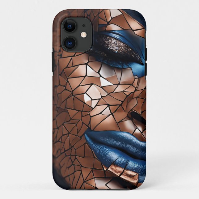 Capa Para iPhone 11 iPhone / iPad caixa Mulher Azul Cobre Mosiac (Verso)